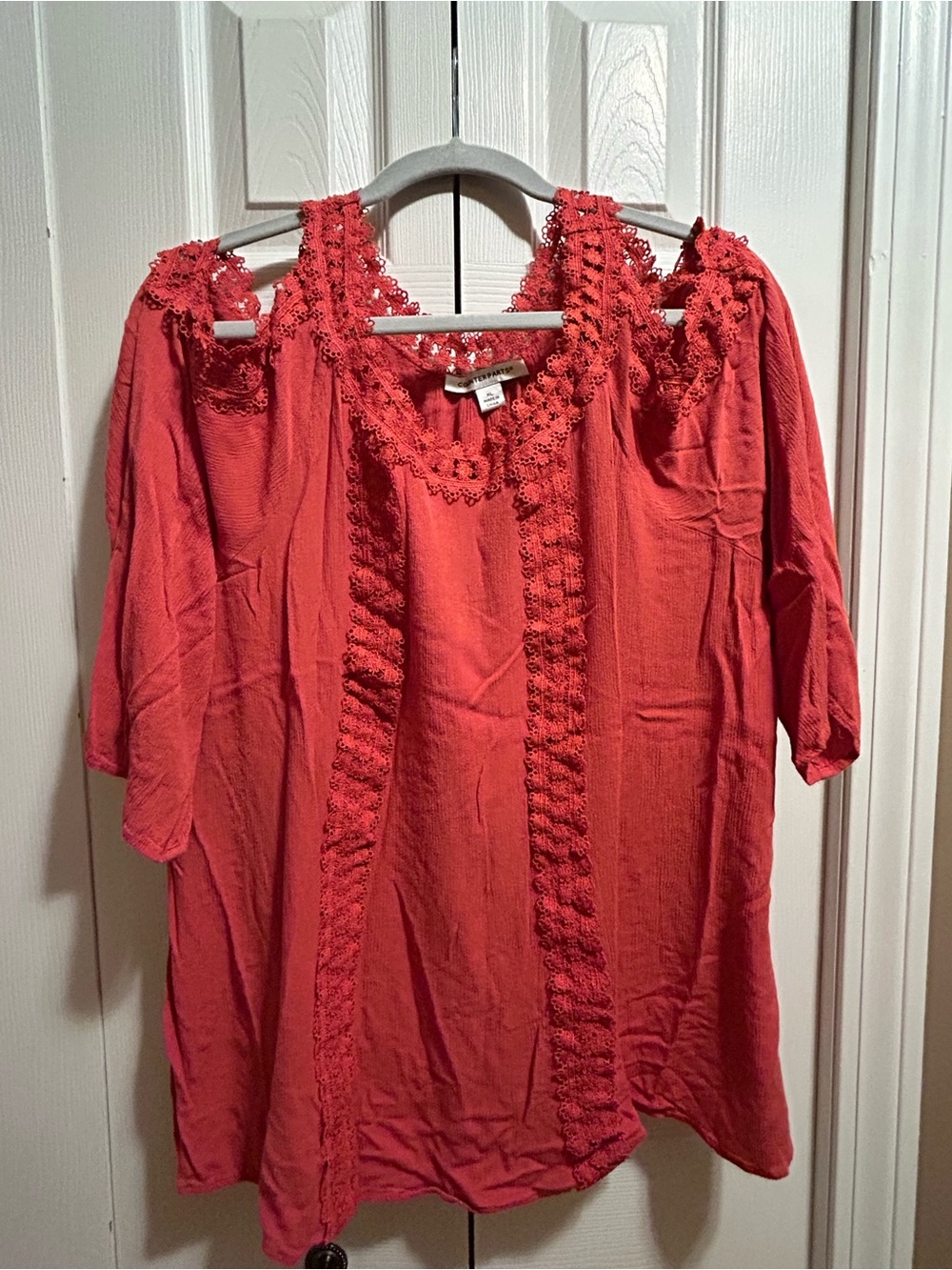 Counterparts Coral Cold-Shoulder Crochet Trim Tunic